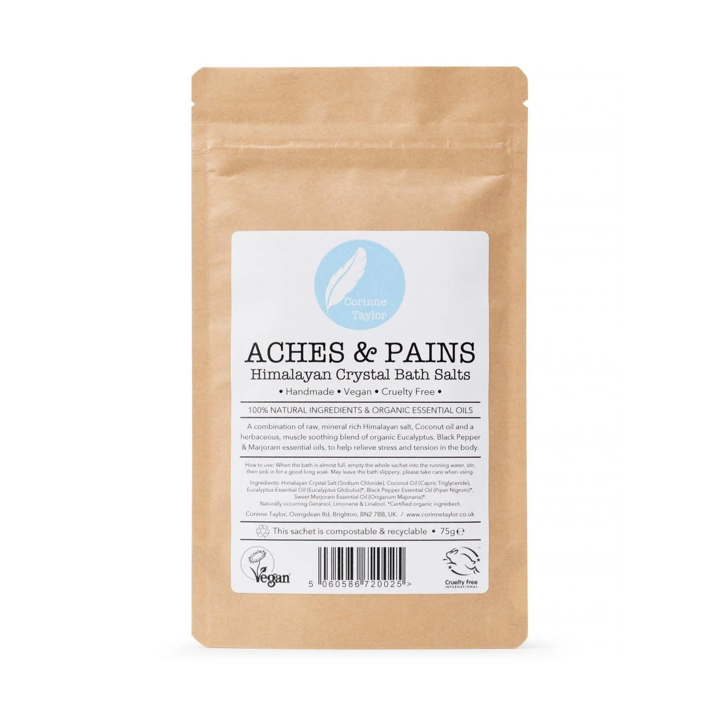 Corinne Taylor - Aches & Pains Himalayan Bath Salts - 75g Sachet - Image 3